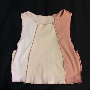 White & pink & cream colored crop top